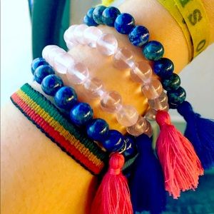 Lapis Lazuli and Rose Quartz tassel bracelets